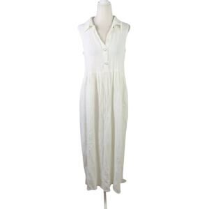 Vintage 90s Dressing Clio cream sleeveless midi dress M